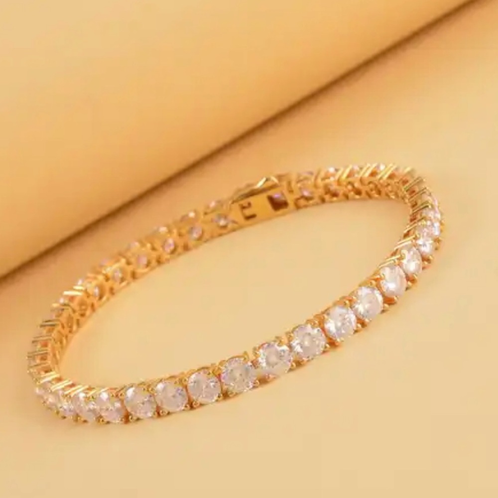 Lustro Stella Finest CZ Tennis Bracelet in Vermeil YG over Sterling Silver.  NWT